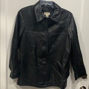Black Button up Leather Jacket